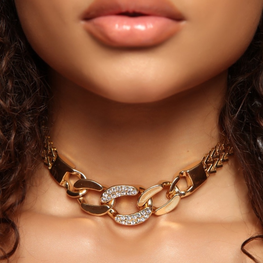 BRAND NEW Gold Plated Chain Chocker Necklace